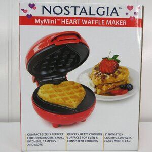 Nostalgia MyMini Heart Waffle Maker Non-stick Red Mini Waffle Iron Sealed Box